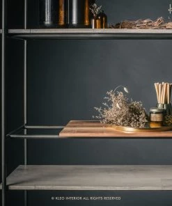 Kleo Discreet Mindi Wood & Powdercoated Metal Display Shelving Unit