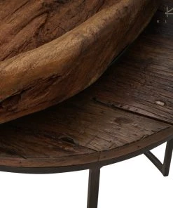 Kleo INDOOR Suar Wood & Powdercoated Iron Round Coffee Table Set Of 2 8 Kleo INDOOR Suar Wood & Powdercoated Iron Round Coffee Table Set Of 2