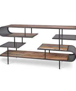 Kleo INDOOR Aru Mixed Hardwood & Powdercoated Metal Curved Open Sideboard Unit