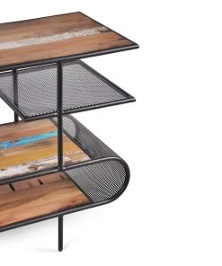 Kleo INDOOR Aru Mixed Hardwood & Powdercoated Metal Curved Open Sideboard Unit