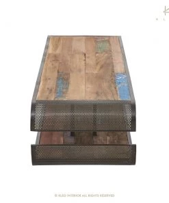 Kleo Aru Boatwood & Powdercoated Iron Open TV Entertainment Unit