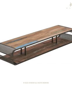 Kleo Aru Boatwood & Powdercoated Iron Open TV Entertainment Unit