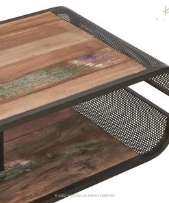 Kleo Aru Boatwood & Powdercoated Iron Open TV Entertainment Unit