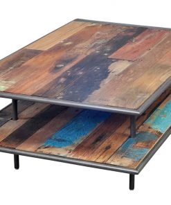 Kleo Aru Reclaimed Hardwood & Metal Curved Open Coffee Table 11 Kleo Aru Reclaimed Hardwood & Metal Curved Open Coffee Table