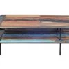 Kleo Aru Reclaimed Hardwood & Metal Curved Open Coffee Table