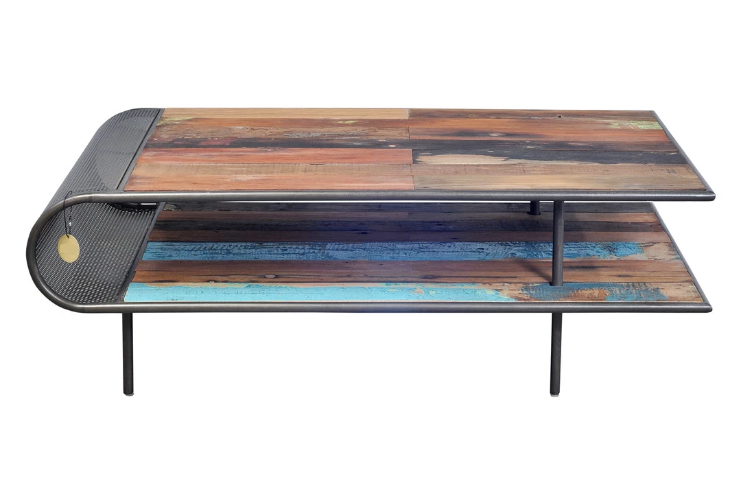 Kleo Aru Reclaimed Hardwood & Metal Curved Open Coffee Table 1 Kleo Aru Reclaimed Hardwood & Metal Curved Open Coffee Table