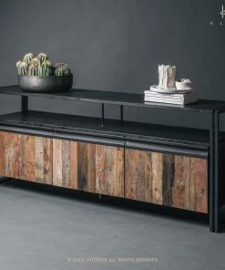 Kleo INDOOR New Age Boatwood & Powdercoated TV Sideboard Unit