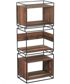 Kleo INDOOR Nako Boatwood & Powdercoated Metal Open Shelf Storage Unit