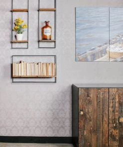 Kleo INDOOR Nako Boatwood & Powdercoated Metal Look Shelf Set Of 5 20 Kleo INDOOR Nako Boatwood & Powdercoated Metal Look Shelf Set Of 5