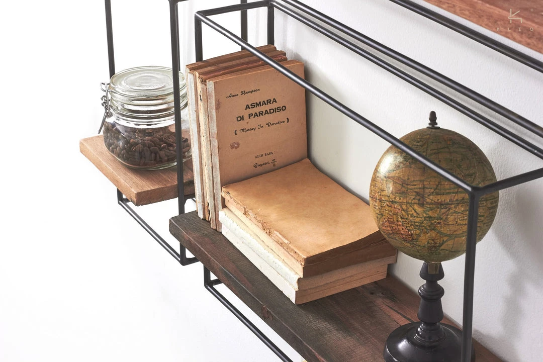 Kleo INDOOR Nako Boatwood & Powdercoated Metal Look Shelf Set Of 5 7 Kleo INDOOR Nako Boatwood & Powdercoated Metal Look Shelf Set Of 5