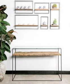 Kleo INDOOR Nako Boatwood & Powdercoated Metal Look Shelf Set Of 5