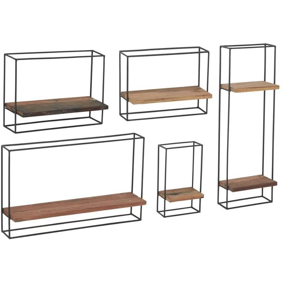 Kleo INDOOR Nako Boatwood & Powdercoated Metal Look Shelf Set Of 5 1 Kleo INDOOR Nako Boatwood & Powdercoated Metal Look Shelf Set Of 5