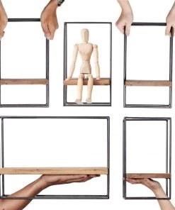 Kleo INDOOR Nako Boatwood & Powdercoated Metal Look Shelf Set Of 5 15 Kleo INDOOR Nako Boatwood & Powdercoated Metal Look Shelf Set Of 5