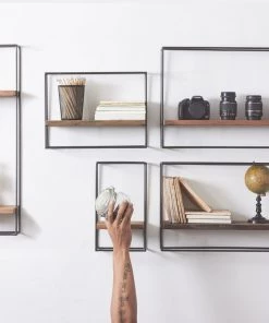 Kleo INDOOR Nako Boatwood & Powdercoated Metal Look Shelf Set Of 5 16 Kleo INDOOR Nako Boatwood & Powdercoated Metal Look Shelf Set Of 5