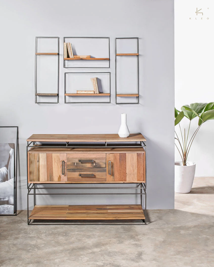 Kleo INDOOR Nako Boatwood & Powdercoated Metal Look Shelf Set Of 5 9 Kleo INDOOR Nako Boatwood & Powdercoated Metal Look Shelf Set Of 5