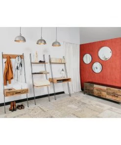 Kleo INDOOR Nako Mixed Hardwood & Powdercoated Metal Leaning Wall Desk