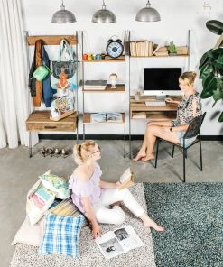 Kleo INDOOR Nako Mixed Hardwood & Powdercoated Metal Leaning Wall Desk