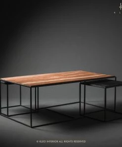 Kleo Sublime Mixed Hardwood & Metal Coffee Table & Side Table Set INDOOR