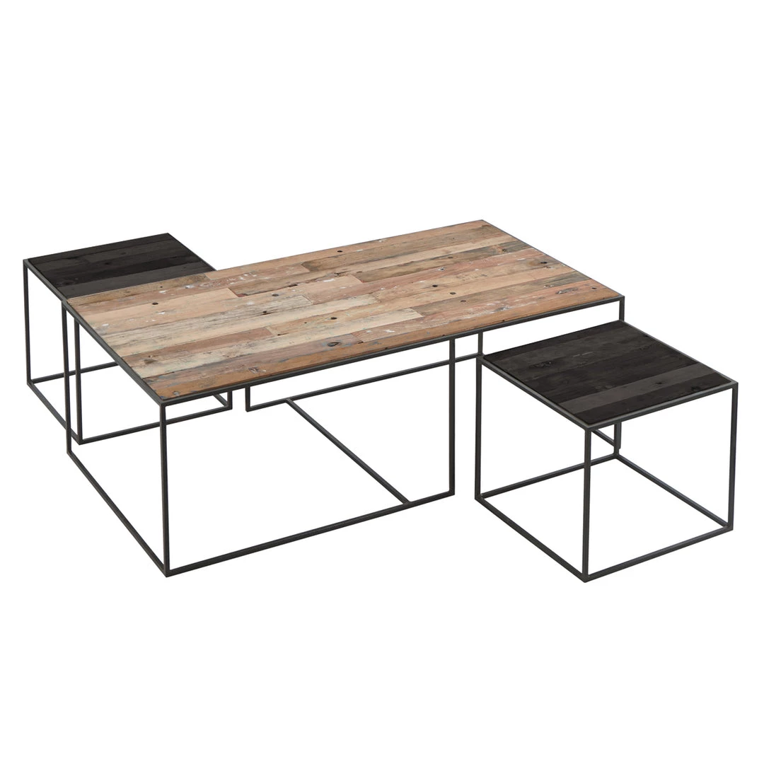 Kleo Sublime Mixed Hardwood & Metal Coffee Table & Side Table Set INDOOR 1 Kleo Sublime Mixed Hardwood & Metal Coffee Table & Side Table Set INDOOR