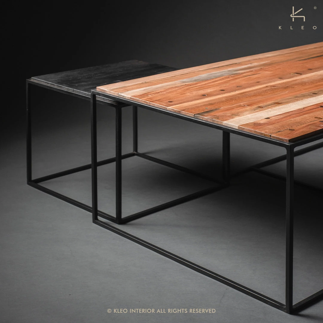 Kleo Sublime Mixed Hardwood & Metal Coffee Table & Side Table Set INDOOR 5 Kleo Sublime Mixed Hardwood & Metal Coffee Table & Side Table Set INDOOR