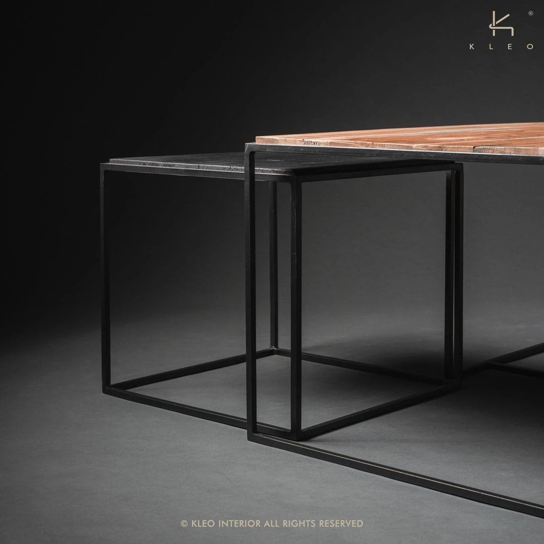 Kleo Sublime Mixed Hardwood & Metal Coffee Table & Side Table Set INDOOR 7 Kleo Sublime Mixed Hardwood & Metal Coffee Table & Side Table Set INDOOR