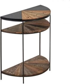Kleo INDOOR Sublime Mixed Boatwood & Metal Half Moon Console Table