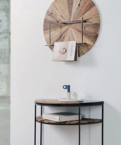 Kleo INDOOR Sublime Mixed Boatwood & Metal Half Moon Console Table