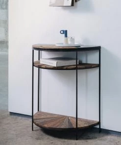Kleo INDOOR Sublime Mixed Boatwood & Metal Half Moon Console Table