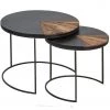 Kleo Sublime Mixed Hardwood & Metal Round Coffee Table Set Of 2 INDOOR