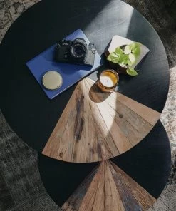 Kleo Sublime Mixed Hardwood & Metal Round Coffee Table Set Of 2 INDOOR