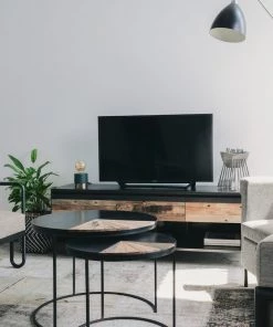 Kleo Sublime Mixed Hardwood & Metal Round Coffee Table Set Of 2 INDOOR