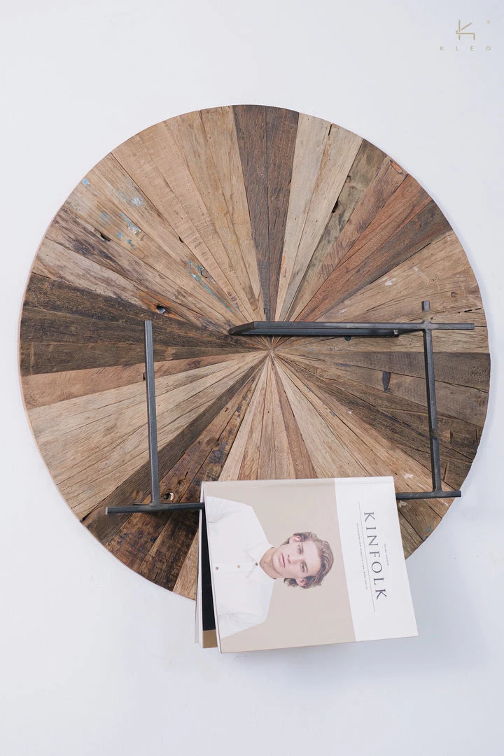 Kleo Sublime Mixed Boatwood & Metal Low Wall Shelf 4 Kleo Sublime Mixed Boatwood & Metal Low Wall Shelf