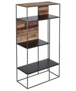 Kleo INDOOR Sublime Mixed Boatwood & Metal Open Bookshelf Storage Unit
