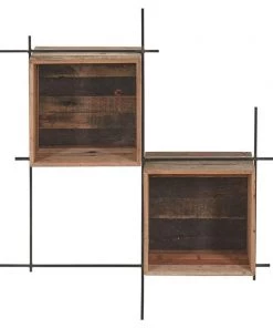 Kleo Sublime Mixed Boatwood & Metal Small Box Wall Shelving Unit INDOOR