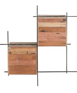 Kleo Sublime Mixed Boatwood & Metal Small Box Wall Shelving Unit INDOOR