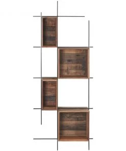 Kleo Sublime Mixed Boatwood & Metal Large Box Wall Shelving Unit