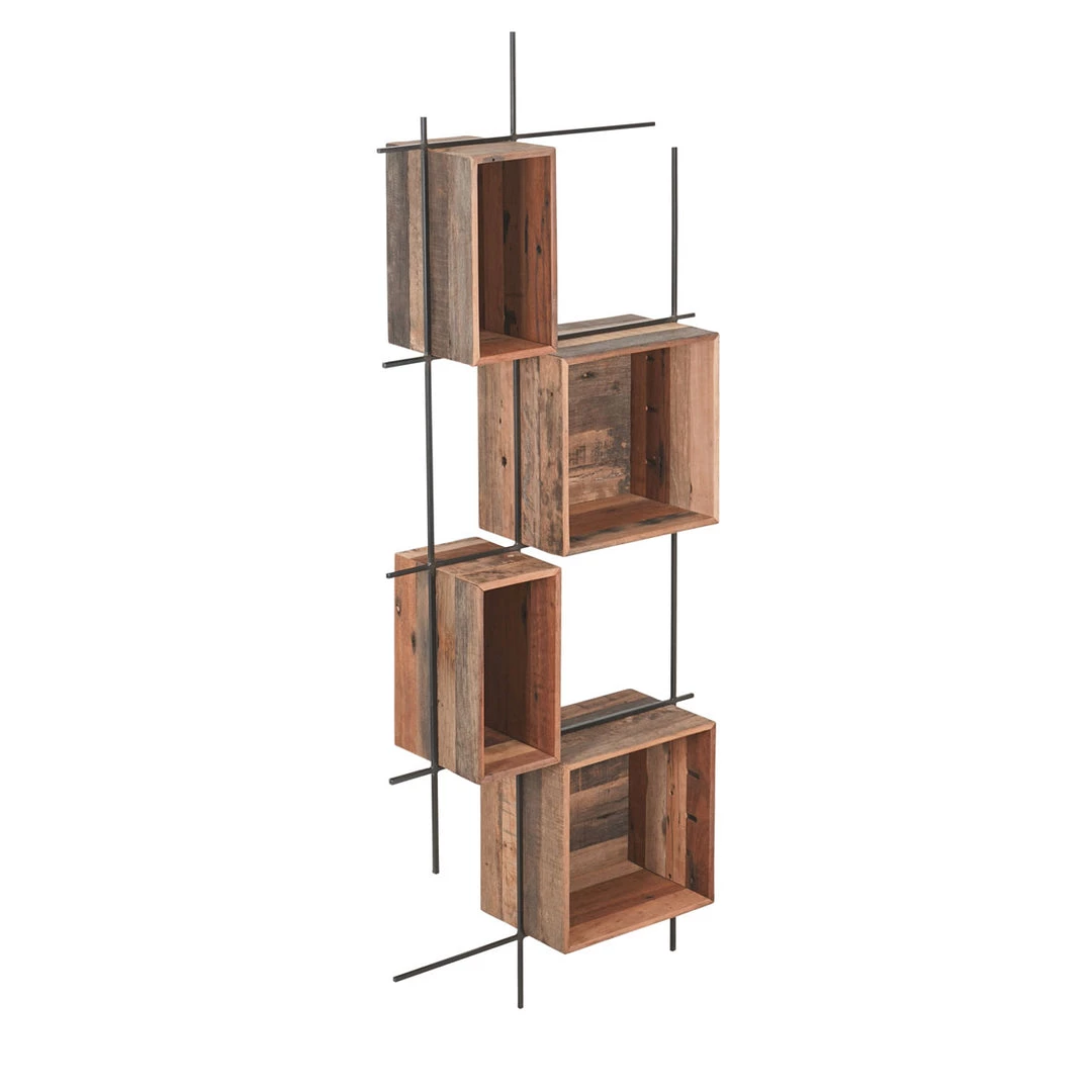 Kleo Sublime Mixed Boatwood & Metal Large Box Wall Shelving Unit 3 Kleo Sublime Mixed Boatwood & Metal Large Box Wall Shelving Unit