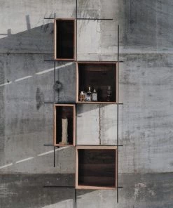 Kleo Sublime Mixed Boatwood & Metal Large Box Wall Shelving Unit