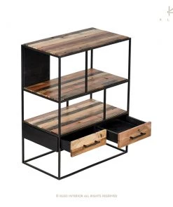 Kleo Sublime Mixed Wood & Metal 2 Drawer Compact Bookshelf Cabinet INDOOR