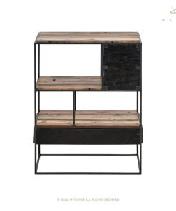 Kleo Sublime Mixed Wood & Metal 2 Drawer Compact Bookshelf Cabinet INDOOR