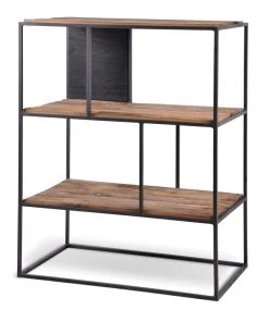 Kleo Sublime Mixed Boatwood & Metal Open Compact Bookshelf Cabinet INDOOR