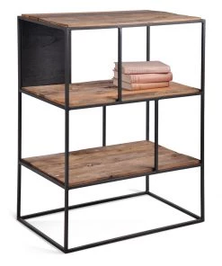 Kleo Sublime Mixed Boatwood & Metal Open Compact Bookshelf Cabinet INDOOR