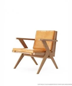 Karpenter Tribute Easy Chair - FSC Teak With Tan Cognac Leather INDOOR