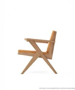 Karpenter Tribute Easy Chair - FSC Teak With Tan Cognac Leather INDOOR