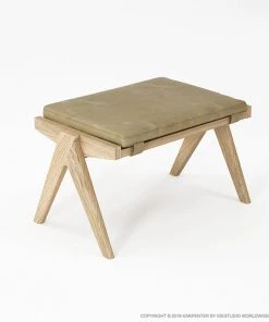 Karpenter INDOOR Tribute Ottoman - European Oak With Safari Grey Leather