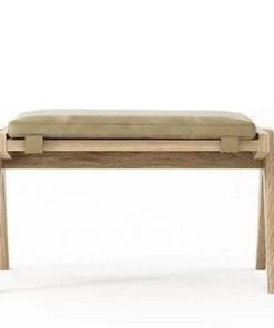 Karpenter INDOOR Tribute Ottoman - European Oak With Safari Grey Leather