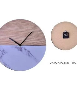 SLH DÉCOR Contemporary Plywood & Marble Face Clock