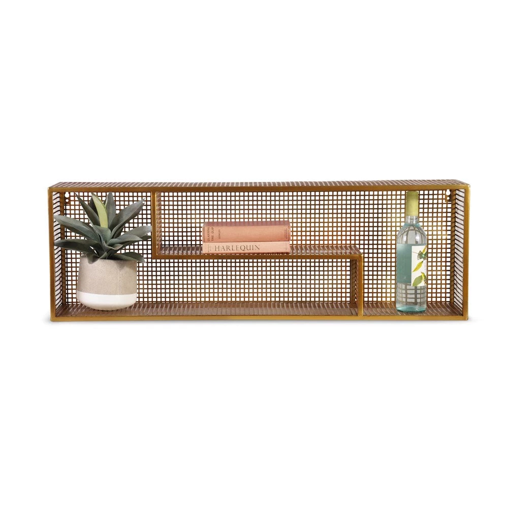 SLH AU Luxe Brass Mesh Wall Mounted Shelf DÉCOR 3 SLH AU Luxe Brass Mesh Wall Mounted Shelf DÉCOR