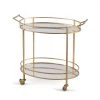 SLH Luxe Brass And Mirror Oval Bar Cart INDOOR