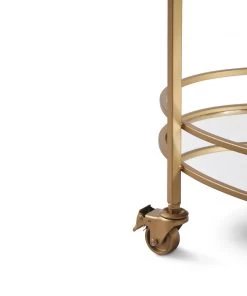 SLH Luxe Brass And Mirror Oval Bar Cart INDOOR